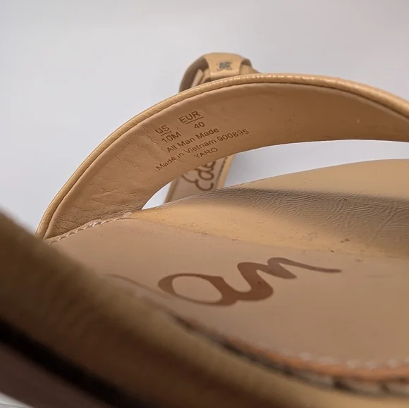 Sam Edelman Yaro Block Heel Sandals Nude Tan Size 10 - Picture 2 of 6